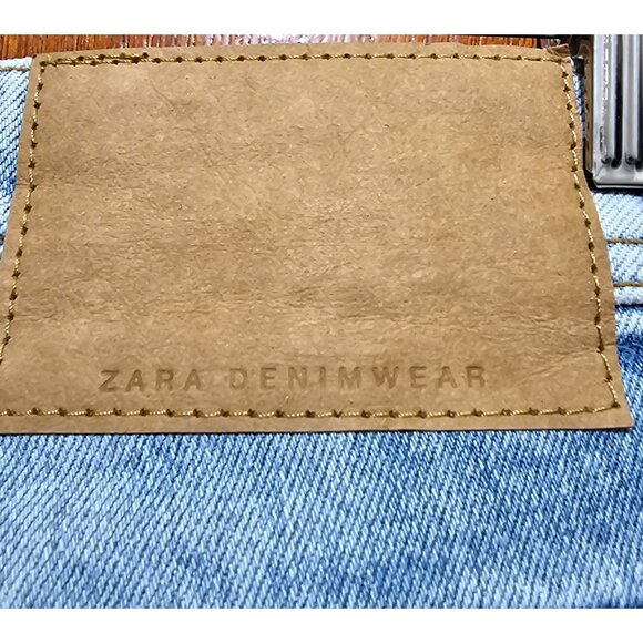 Zara Woman's Light Wash Distressed Straight-Leg Denim Jeans Size 34 - Picture 7 of 14